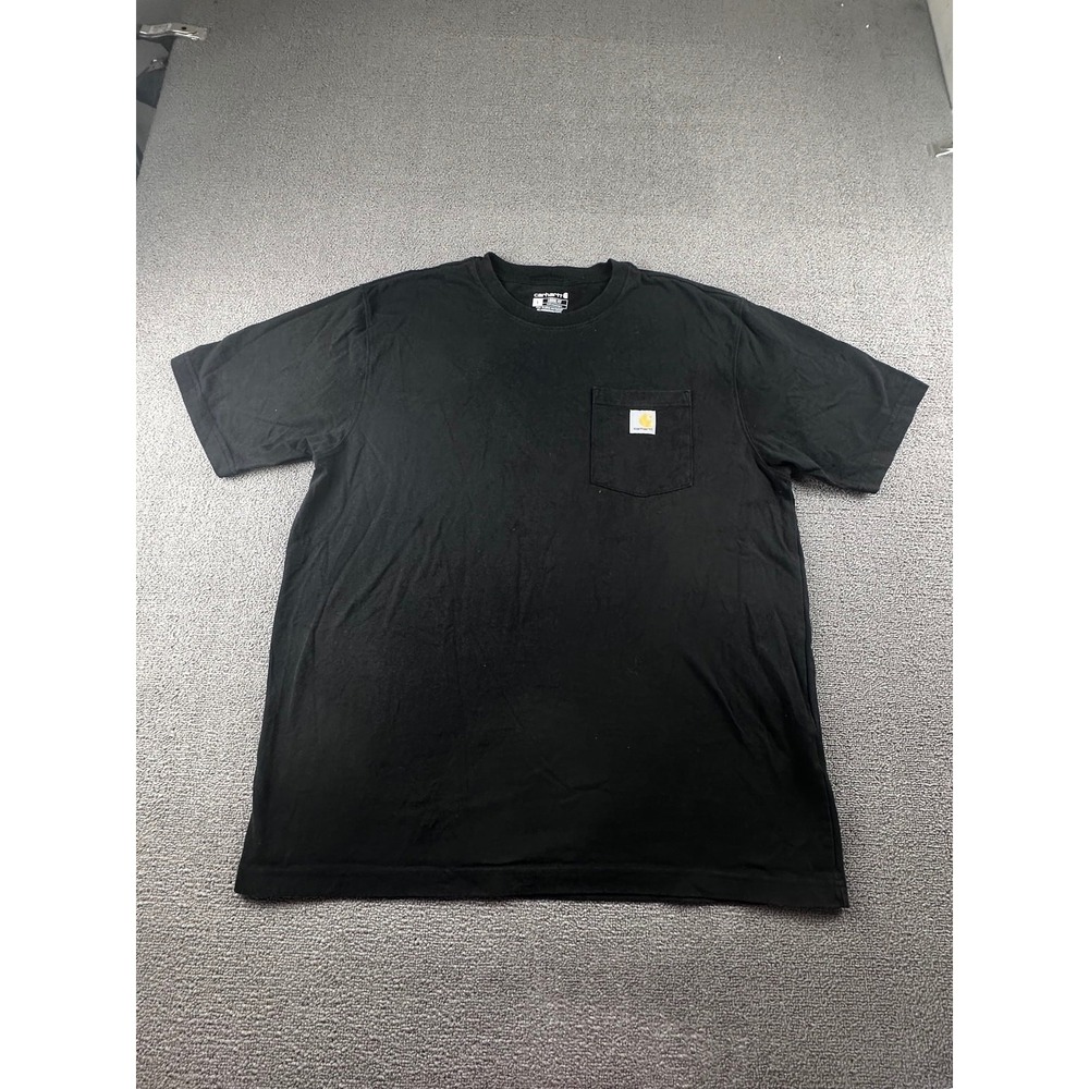 Carhartt T-Shirt Men L Black K87 Loose Fit Logo Patch Cotton Street Workwear